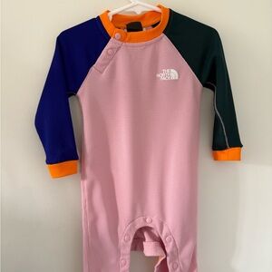 The North Face Pink and Navy Kids Footie